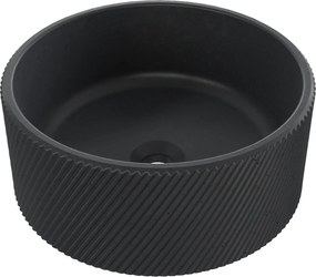 Umywalka betonowa nablatowa okrągła bez otworu na baterię 37 cm VIJA | różne kolory : Kolor - Czarny