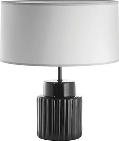 Lampa sto?owa CERAMIC styl klasyczny - E27 15W - Wysoko?? 46,5 cm - bawe?niany aba?ur ø38 cm - IP20 - kabel 2 m - on&off - ceramiczny - czarno-bia?y