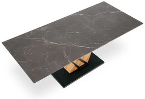 Stół rozkładany VOLANT 140(180)x90 czarny marmur/dąb złoty HALMAR