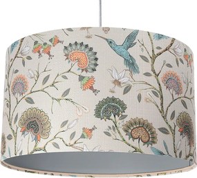Srebrna lampa wisząca z dekoracyjnym abażurem - S385 B3-N35