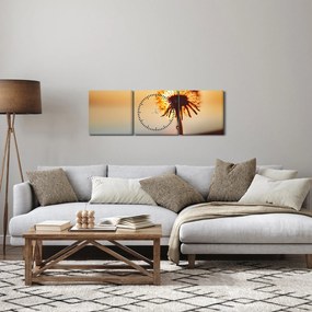 Obraz dmuchawca o zachodzie słońca (z zegarem) (90x30 cm)