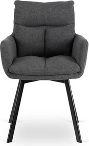 Krzesło Tapicerowane Obrotowe do Salonu CORTADO Ciemnoszare Nowoczesne