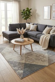 Nowoczesny beżowy dywan w geometryczne wzory F8-L33