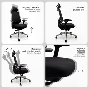 Ergonomiczny fotel biurowy czarny AXIS