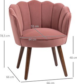 HOMCOM krzesło do jadalni krzesło kuchenne fotel z oparciem krzesło do salonu poliester drewno kauczukowe różowy 66 x 72 x 79 cm
