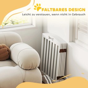 PawHut Wolnostojąca bramka dla psa z podpórkami, do framug drzwi, korytarza, schodów, 258 x 30 x 61 cm, Biała