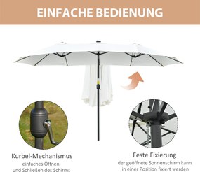 Outsunny Parasol ogrodowy dwustronny z oświetleniem LED solarnym 45m na taras owalny czarny kremowy | Aosom PL