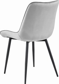 Krzesło welurowe BERA jasnoszare z czarnymi nogami