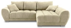 Beżowy rozkładany narożnik z aksamitnym obiciem Windsor &amp; Co Sofas Nuage, prawostronny