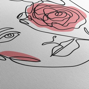 Obraz - Line art twarz z różą (125x70 cm)