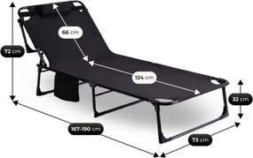 Leżak Ogrodowy VENUS 190x73 cm Czarny