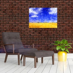 Obraz na szkle - Obraz na szkle olejny, Złote pole (70x50 cm)