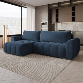 Masseno Narożnik MODARO z funkcją spania i pojemnikiem na pościel Narozniki L, Rozkładana sofa - Niebieski, CASTEL 79