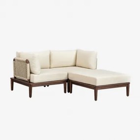 Giulia 2-częściowa Modułowa Sofa Ogrodowa Z 2 Fotelami Narożnymi I Pufem W Kolorze Akacjowym Kremowa - Sklum