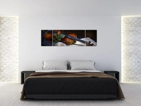 Obraz - Róże i skrzypce (170x50 cm)