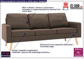 3-osobowa brązowa sofa - Eroa 3Q