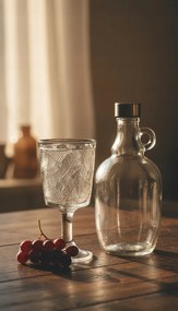 Kielich szklany 350 ml z tłoczonym wzorem liści elegancka szklanka na nodze