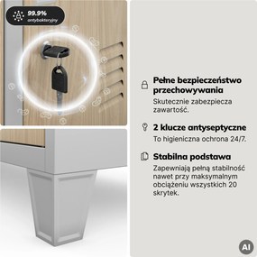 Szafa skrytkowa socjalna BHP szara / dąb sonoma, 1360x1720x450 mm: ROBERT Eco Design
