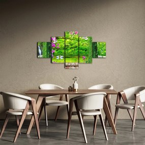 Obraz - Magiczny ogród z łabędziami (125x70 cm)