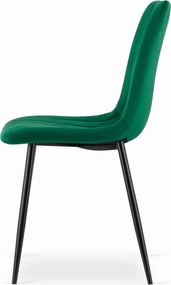 Zielone krzesło do kuchni LAVA aksamitne z czarnymi nogami
