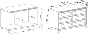 Komoda CUNEO 135,5 cm do Salonu Sypialni 6 Szuflad Kaszmir