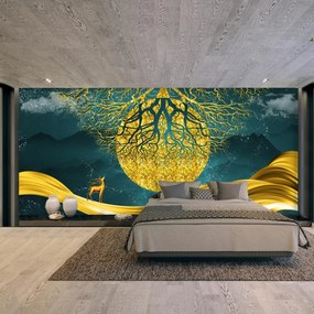 Fototapeta - Abstrakcja, Złoty pejzaż (196x136 cm)