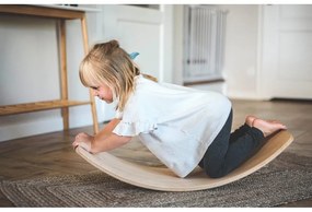 Niebiesko-naturalna deska do balansowania z litego drewna sosnowego 80x30x18 cm Montessori – Meowbaby