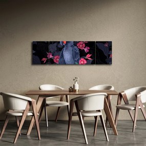 Obraz - Papuga wśród kwiatów (170x50 cm)