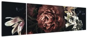 Obraz - Ciemne kwiaty (170x50 cm)