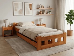 Łóżko Naomi podwyższone 90 x 200 cm, olcha Stelaż: Ze stelażem listwowym rolowanym, Materac: Materac Deluxe 10 cm