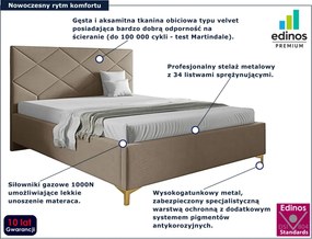 Beżowe pikowane łóżko welurowe 4 rozmiary C9-N76