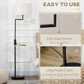 HOMCOM Lampa podłogowa z półką i portem USB elegancka biała oświetlenie do salonu 40x40x168 cm | Aosom PL