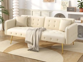 Wielofunkcyjna kanapa 2-osobowa - Regulowane oparcie - Regulowane podłokietniki - Welur - ​​Beżowy​