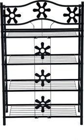 HOMCOM Szafka regał półki metalowa Czarna elegancja Idealna na rośliny 59.5x30x92cm | Aosom PL