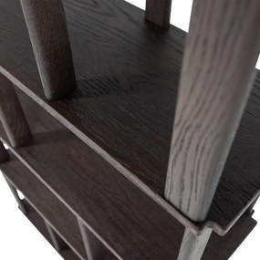 Ciemnobrązowy regał z litego drewna dębowego 90x186x30 cm Riss – WOOOD