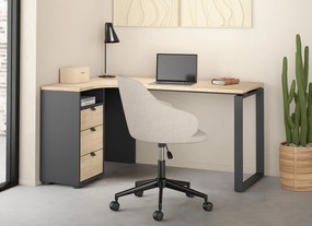 Biurko narożne z kontenerkiem Sign szary mat/jackson hickory