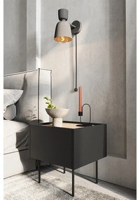 Szafka nocna Desin z szufladą 45 cm - czarny mat / dąb nagano