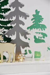 Drewniana dekoracja świąteczna LED z motywem jeleni, 30 cm