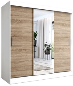 Szafa przesuwna biały + dąb sonoma 200 cm - Massi 6X