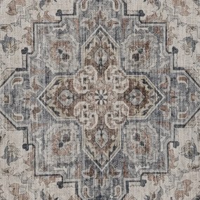 Dywan vintage INKA Klasyczny Medalion z Efektem Postarzenia Beżowo-Szary koło 120 cm x 120 cm