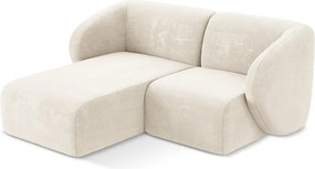 Beżowy narożnik z tkaniny szenilowej (lewostronny/z szezlongiem) Lani – Makamii