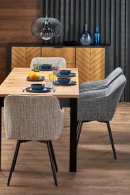 Stół kwadratowy rozkładany płyta dąb artisan/czarny 80-200/80/76 cm QUBIK