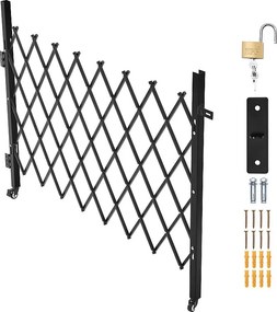 Barierka Bezpieczeństwa SucceBuy Rozsuwana 170 x 131 cm, Pojedyncza Brama Nożycowa, Zamykana i Chowana, ze Solidnej Stali, do Wejścia, Garażu