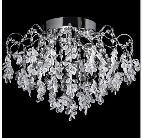 Lampa sufitowa natynkowa LED 4xE27/60W/230V + 4xLED/3W, śr. 40 cm, chrom błyszczący