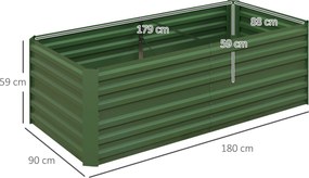Outsunny Plantator, Wygodny kwietnik do sadzenia, pielęgnacji i uprawy, Wysoka grządka, Stal, Zielony