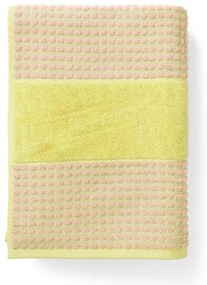 Żółto-różowy ręcznik z bawełny organicznej frotte 50x100 cm Check – JUNA