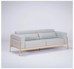 Niebieskoszara sofa z konstrukcją z litego drewna dębowego Gazzda Fawn, 210 cm