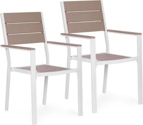Krzesła ogrodowe Caprila - zestaw 2 szt. na taras i balkon, kolor biało-beżowy
