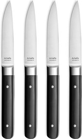 Zestaw 4 noży do steków Fusion Noir - Gładkie ostrze i rękojeść z ABS - 22 cm