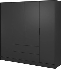Szafa 200 cm Kalma 4D - szafa czterodrzwiowa z szufladami do salonu, sypialni - czarny